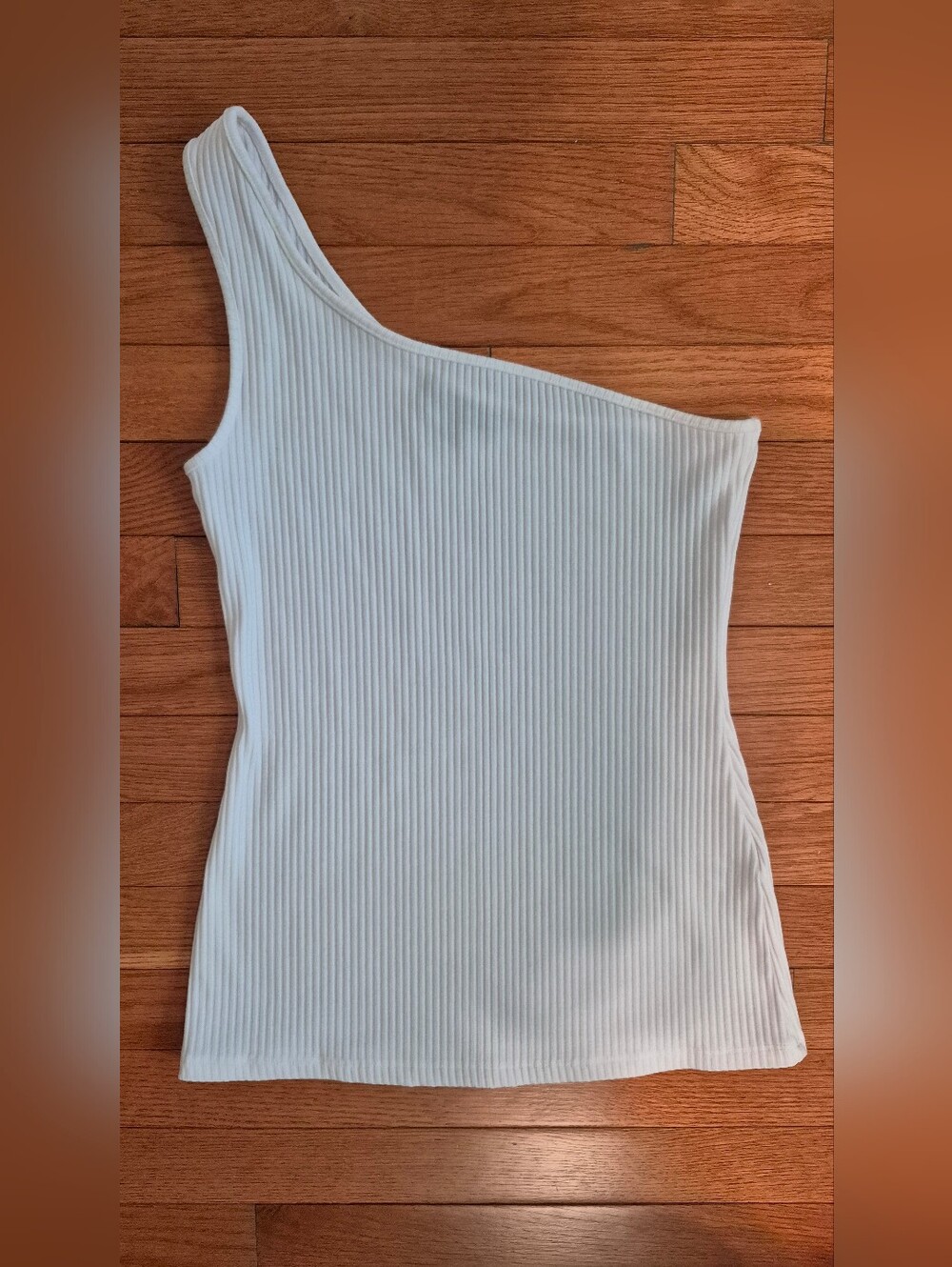 2 Pack - Ribbed One-Shoulder Tank Top - White & Orange 🤍🧡 - Picture 7 of 14